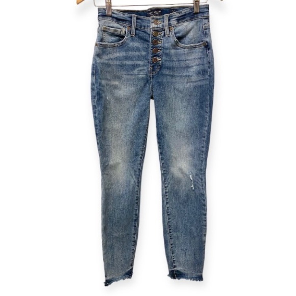 Lucky Brand 2/26 Bridgette High Rise Skinny Ankle Jeans Fray Hem Button Fly - Picture 2 of 14